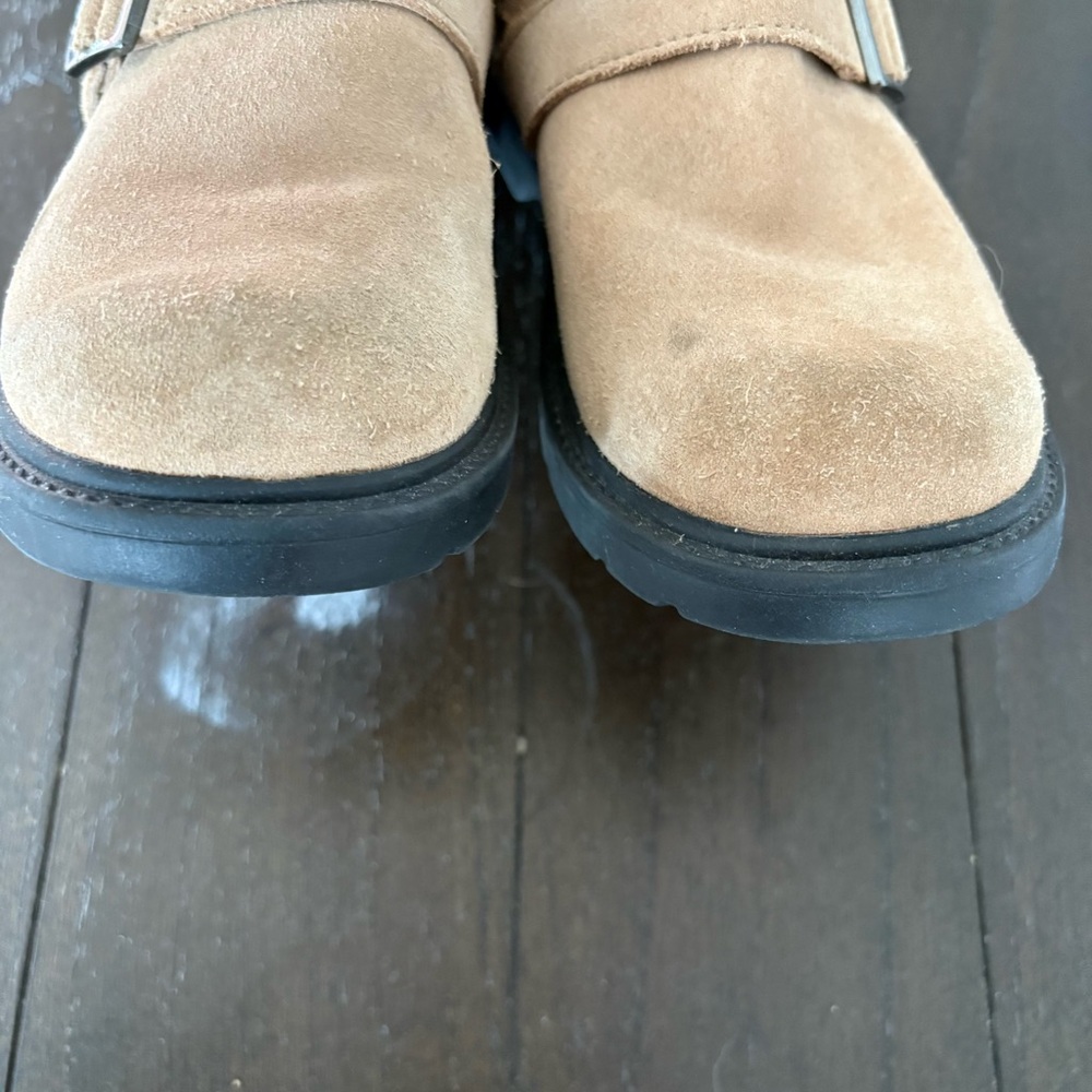 Ugg Ashton Short Weather Boot Boots Tan Suede Buckle Beige Size 3 Kids Unisex - Picture 6 of 12